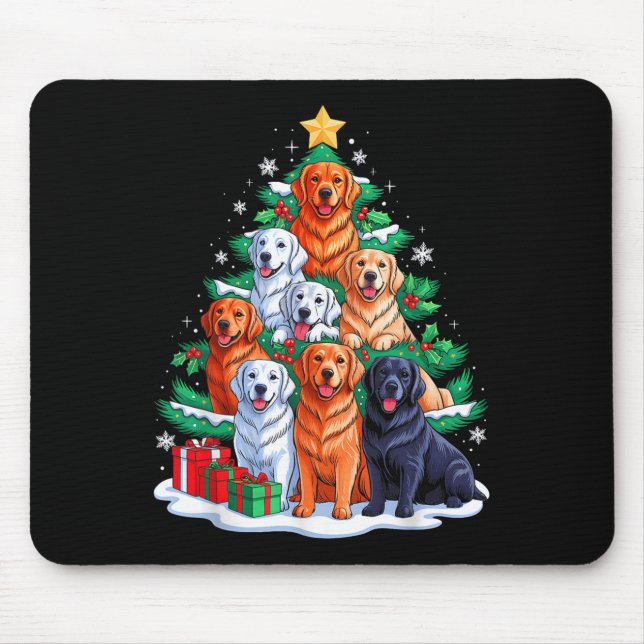 Golden Retriever Tree Christmas Xmas Squad Men Wom Mouse Mat (Front)
