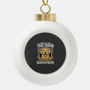 Golden Retriever True Friend Dog Ceramic Ball Christmas Ornament