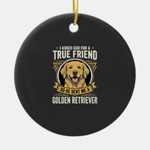 Golden Retriever True Friend Dog Ceramic Tree Decoration