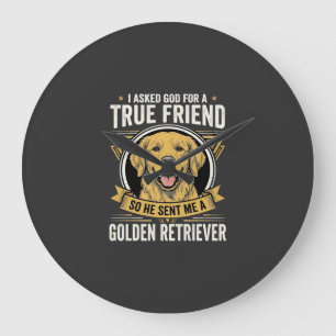 Golden Retriever True Friend Dog Large Clock