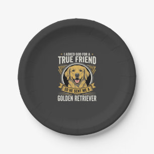 Golden Retriever True Friend Dog Paper Plate
