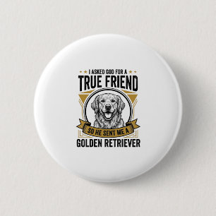Golden Retriever True Friend Vintage Dog Lover Des 6 Cm Round Badge