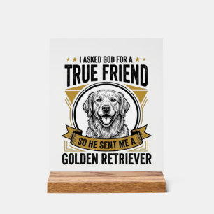 Golden Retriever True Friend Vintage Dog Lover Des Acrylic Sign