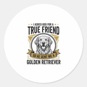 Golden Retriever True Friend Vintage Dog Lover Des Classic Round Sticker