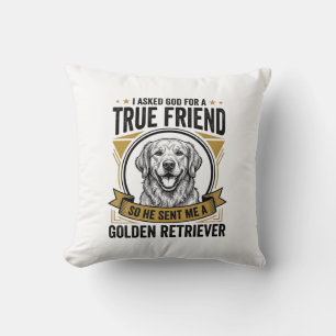 Golden Retriever True Friend Vintage Dog Lover Des Cushion