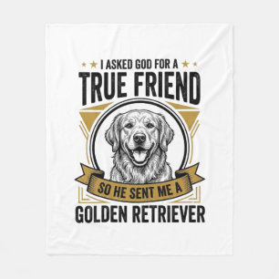 Golden Retriever True Friend Vintage Dog Lover Des Fleece Blanket