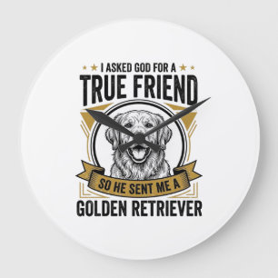 Golden Retriever True Friend Vintage Dog Lover Des Large Clock
