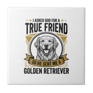 Golden Retriever True Friend Vintage Dog Lover Des Tile