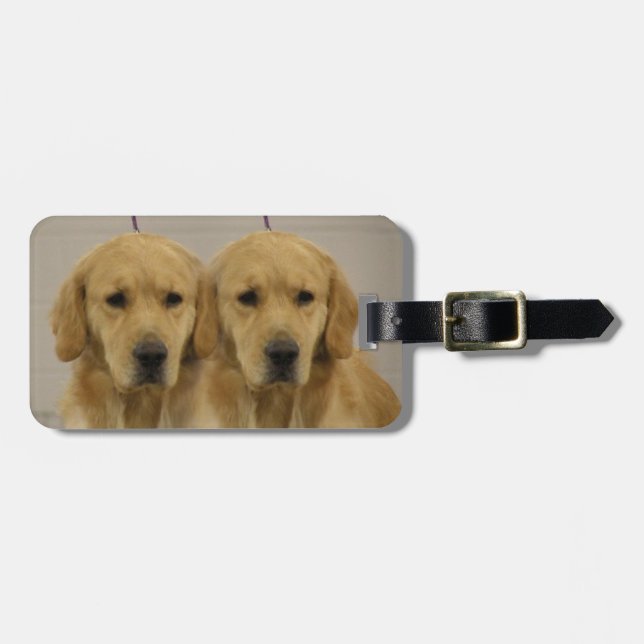 Golden Retriever Twins Luggage Topper Luggage Tag (Front Horizontal)