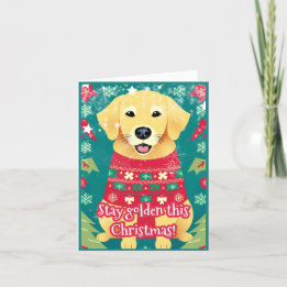 Golden Retriever Ugly Christmas Sweater  Holiday Card