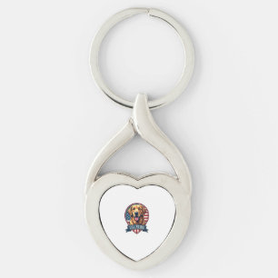 Golden Retriever USA Pride Vintage Dog Tee 4 Key Ring