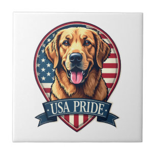 Golden Retriever USA Pride Vintage Dog Tee 4 Tile