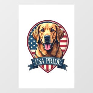 Golden Retriever USA Pride Vintage Dog Tee 4 Window Cling