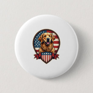 Golden Retriever USA Pride Vintage Dog Tee 6 Cm Round Badge