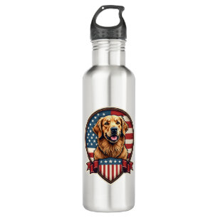 Golden Retriever USA Pride Vintage Dog Tee 710 Ml Water Bottle