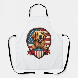 Golden Retriever USA Pride Vintage Dog Tee Apron