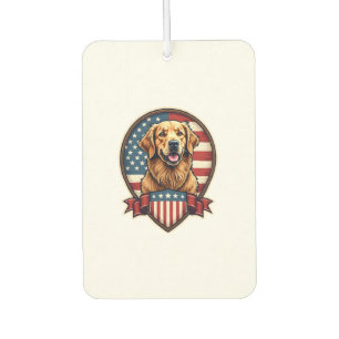 Golden Retriever USA Pride Vintage Dog Tee Car Air Freshener