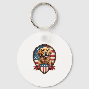 Golden Retriever USA Pride Vintage Dog Tee Key Ring