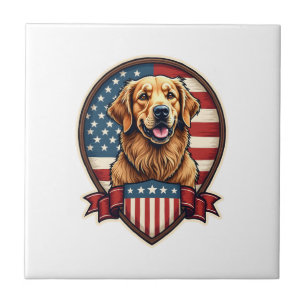 Golden Retriever USA Pride Vintage Dog Tee Tile