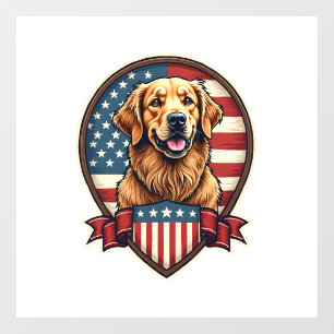 Golden Retriever USA Pride Vintage Dog Tee Window Cling