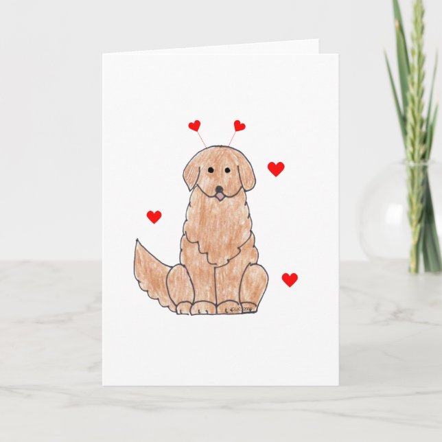 Golden Retriever Valentine Ears Holiday Card (Front)