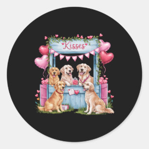 Golden Retriever Valentine Hearts Dog Lovers Valen Classic Round Sticker