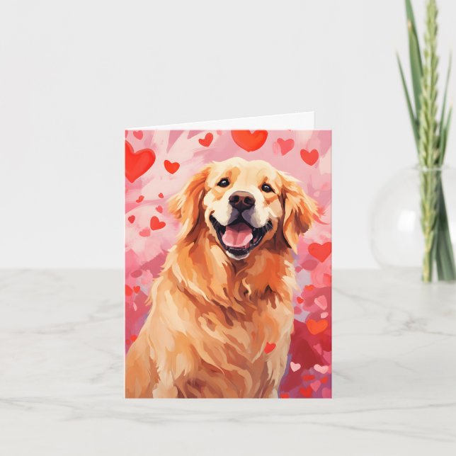 Golden Retriever Valentines day Card (Front)