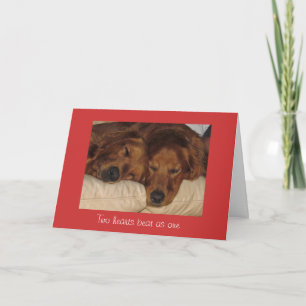 Golden Retriever Valentine's Day Card, Two Hearts Holiday Card