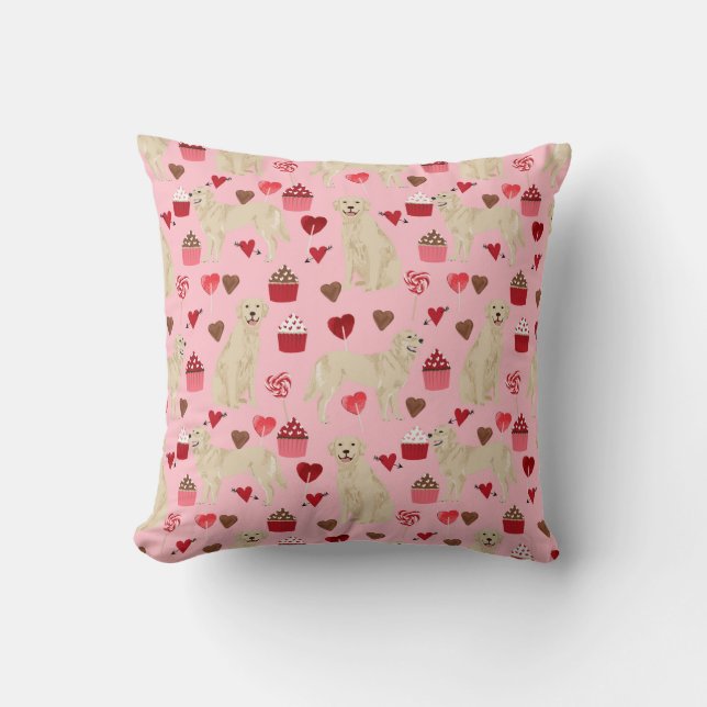 Golden Retriever Valentines Love Dog Cushion (Front)