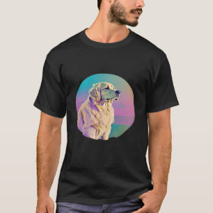 Golden Retriever Vaporwave Retrowave Aesthetic T-Shirt