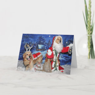 Golden Retriever Victorian Santa Christmas Holiday Card