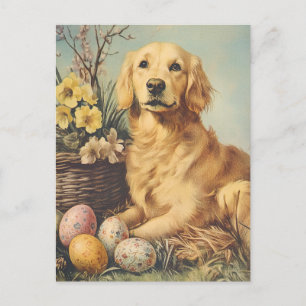 Golden Retriever Vintage Easter Postcard