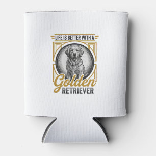 Golden Retriever Vintage Engraving Dog Lover Shirt Can Cooler
