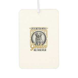 Golden Retriever Vintage Engraving Dog Lover Shirt Car Air Freshener