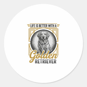 Golden Retriever Vintage Engraving Dog Lover Shirt Classic Round Sticker