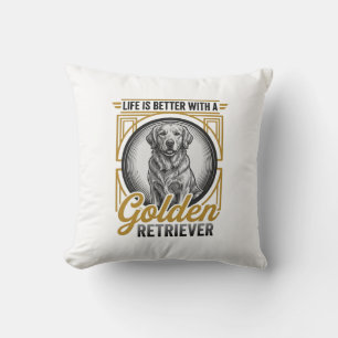 Golden Retriever Vintage Engraving Dog Lover Shirt Cushion