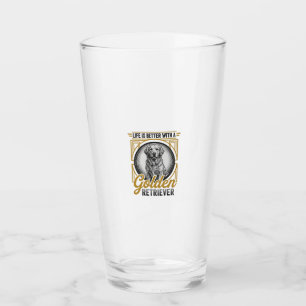 Golden Retriever Vintage Engraving Dog Lover Shirt Glass