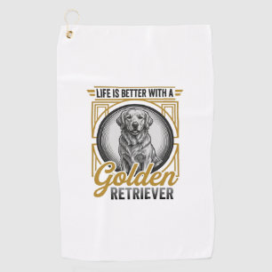 Golden Retriever Vintage Engraving Dog Lover Shirt Golf Towel
