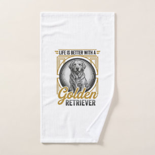 Golden Retriever Vintage Engraving Dog Lover Shirt Hand Towel