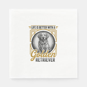 Golden Retriever Vintage Engraving Dog Lover Shirt Napkin