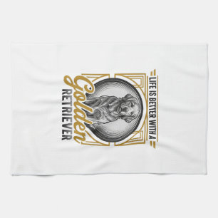Golden Retriever Vintage Engraving Dog Lover Shirt Tea Towel
