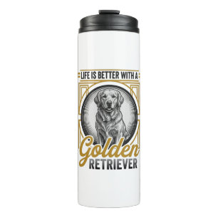 Golden Retriever Vintage Engraving Dog Lover Shirt Thermal Tumbler