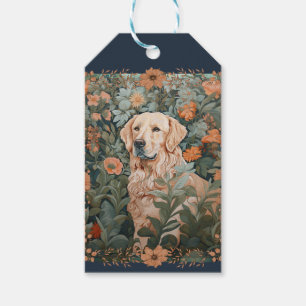 Golden Retriever Vintage Floral Tapestry Gift Tags