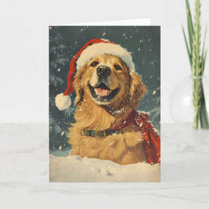Golden Retriever vintage personalised Christmas Holiday Card
