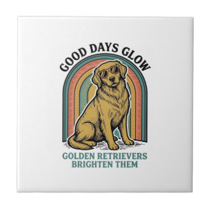 Golden Retriever Vintage Shirt Retro Engraving Dog Tile