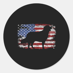 Golden Retriever Vintage Usa Flag Classic Round Sticker