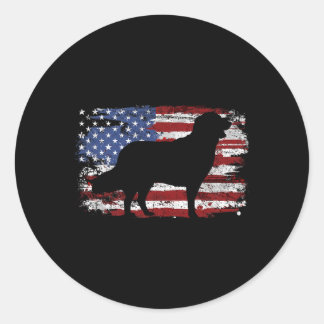 Golden Retriever Vintage Usa Flag Classic Round Sticker