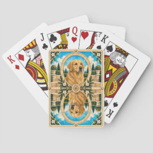 Golden Retriever, Vintage Watercolor Dog Art Playing Cards