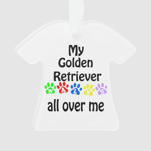 Golden Retriever Walks Design Ornament (Front)