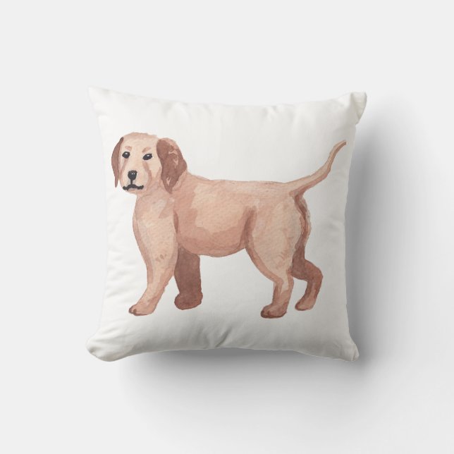 Golden Retriever Water Colour Art Painting Cushion (Front)
